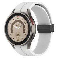 eses Silikónový remienok s magnetickou sponou pre Samsung Galaxy Watch 4, 5, 6, 7 - Biely