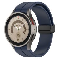 eses Silikónový remienok s magnetickou sponou pre Samsung Galaxy Watch 4, 5, 6, 7 - Tmavo modrý