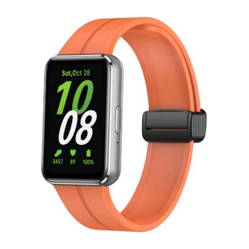 Foto - eses Silikónový remienok s magnetickou sponou pre Samsung Galaxy Fit 3 - Oranžový