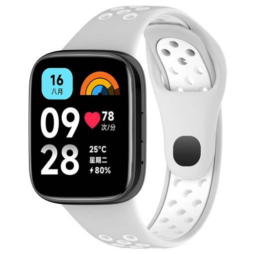 Foto - eses Silikónový dierkovaný remienok pre Xiaomi Redmi Watch 3 Active - Sivo biely