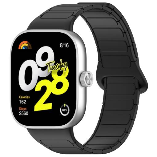 Foto - eses Silikónový magnetický remienok pre Xiaomi Redmi Watch 4, Smart Band 8 Pro a 9 Pro - Čierny